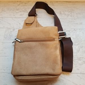 Travelon Tan Leather Sling Bag Crossbody